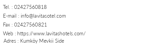 Lavitas Hotel telefon numaralar, faks, e-mail, posta adresi ve iletiim bilgileri